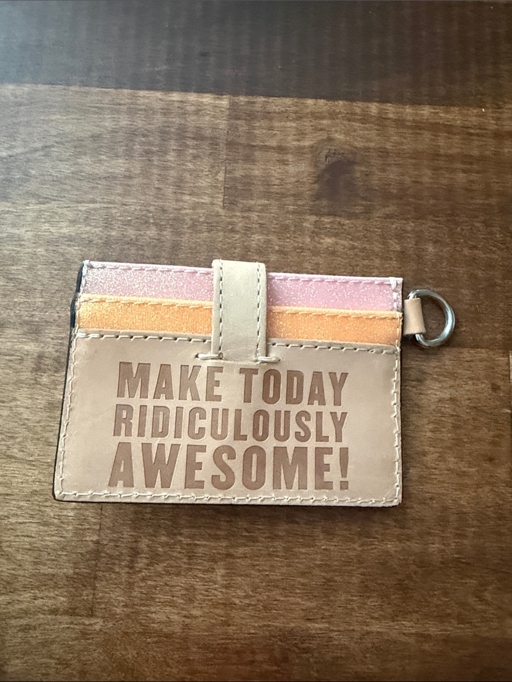 Consuela Credit Card Holder with Pink and Orange Accents